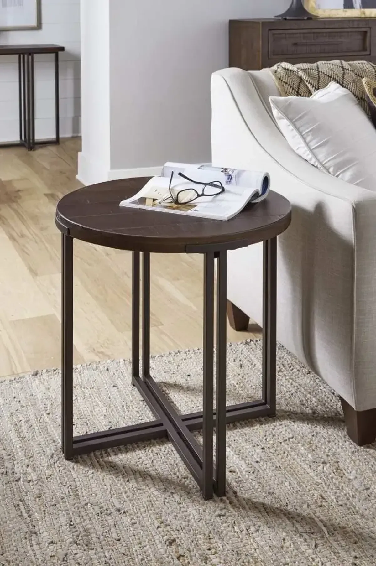 Aspenhome Zander Brown/Dark Round End Table