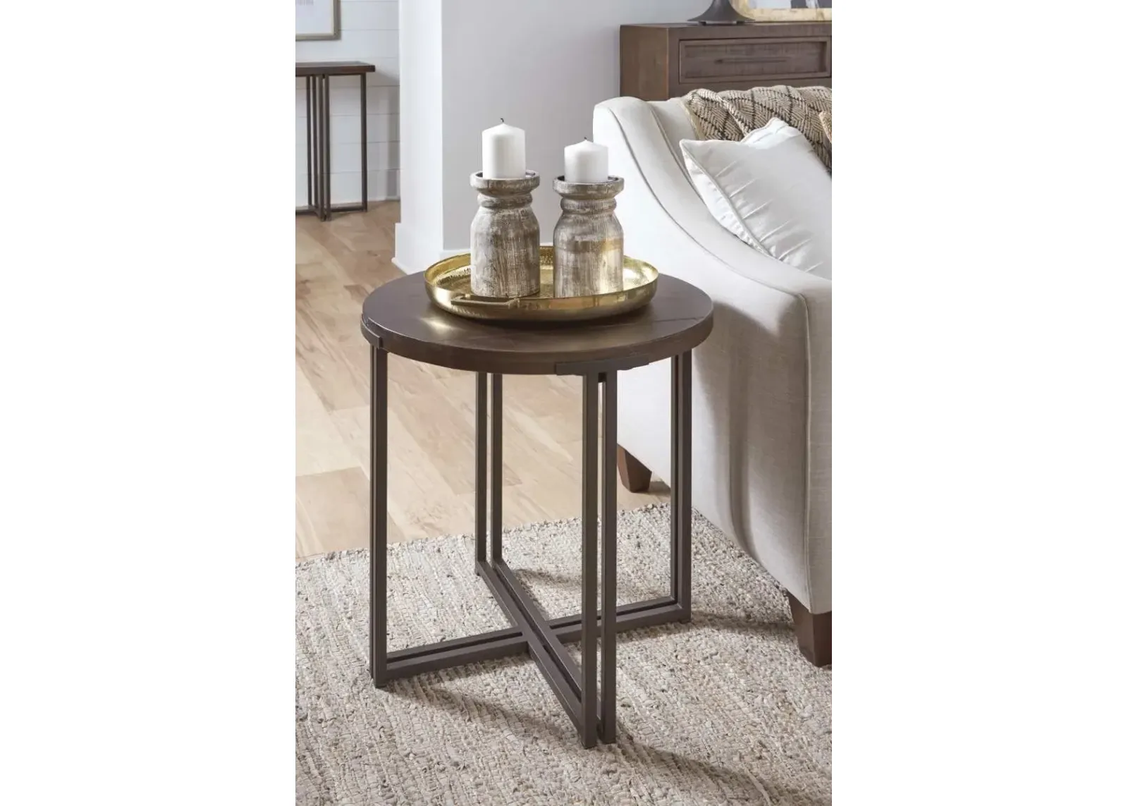 Aspenhome Zander Brown/Dark Round End Table