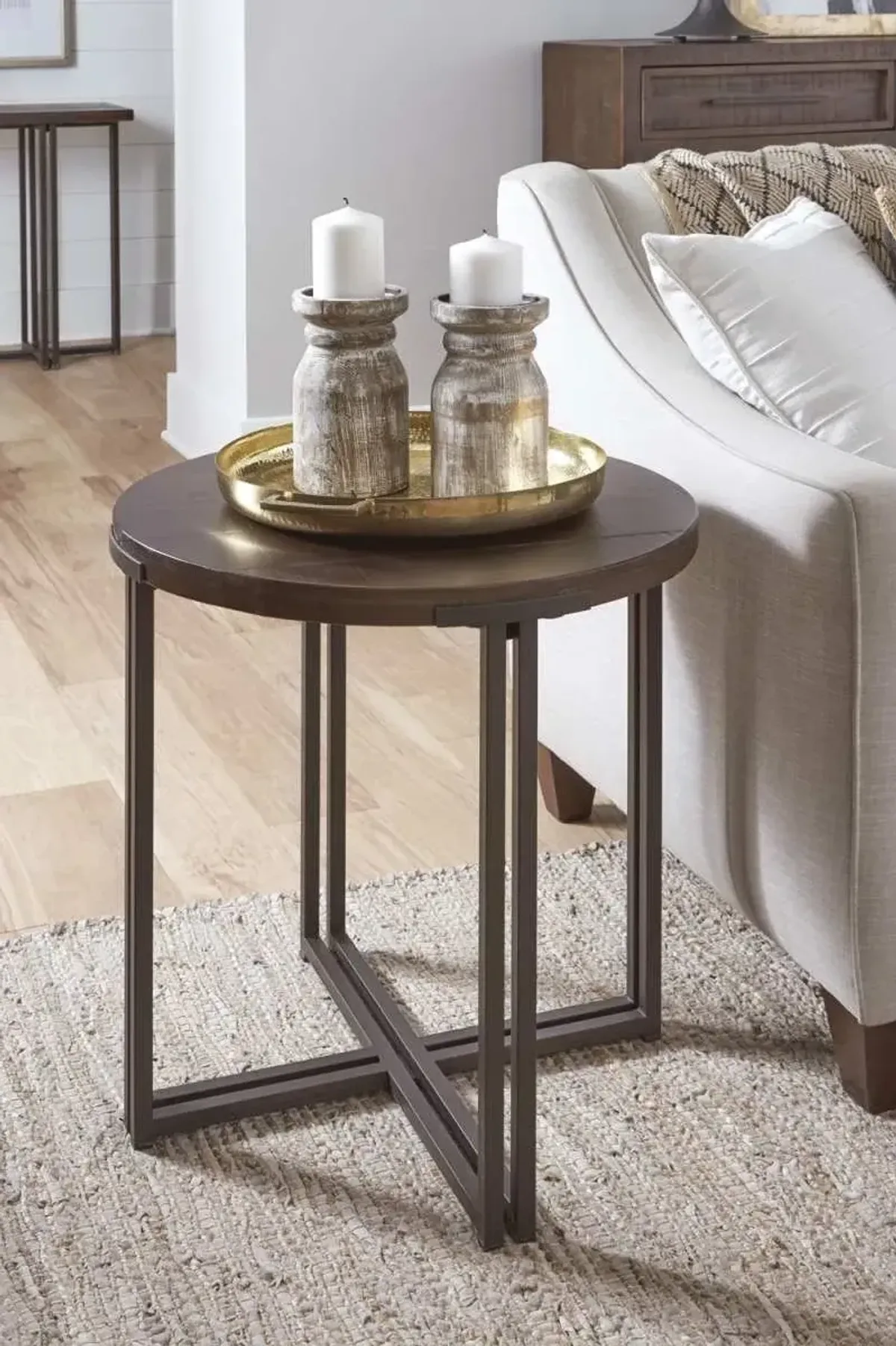 Aspenhome Zander Brown/Dark Round End Table