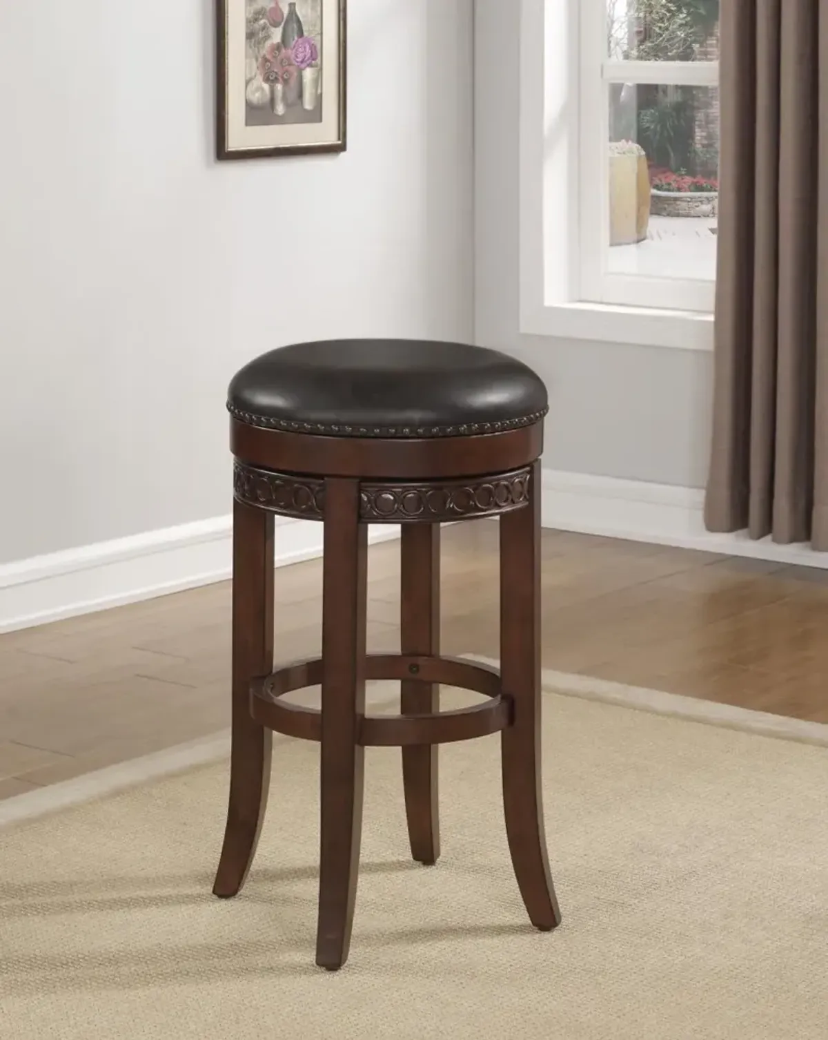 American Woodcrafters Conrad Backless Stool Wood Frame Barstool in Cherry