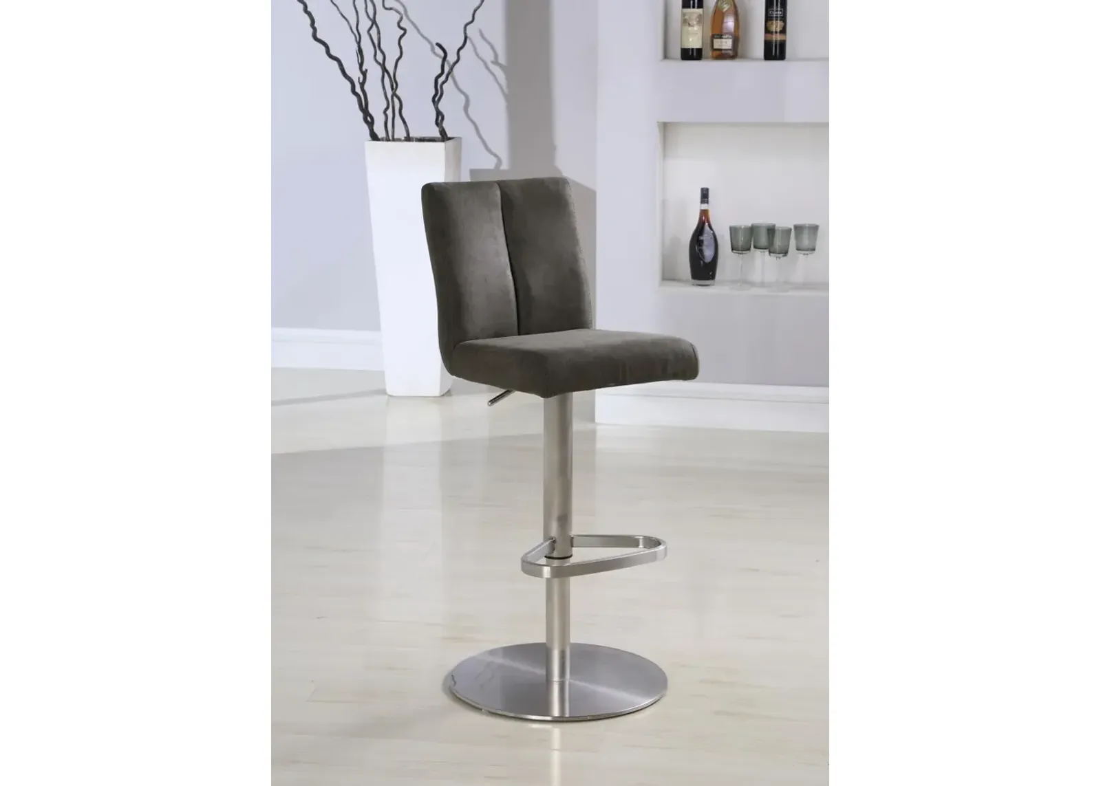 Chintaly Brown Modern High Back Pneumatic-Adjustable Stool