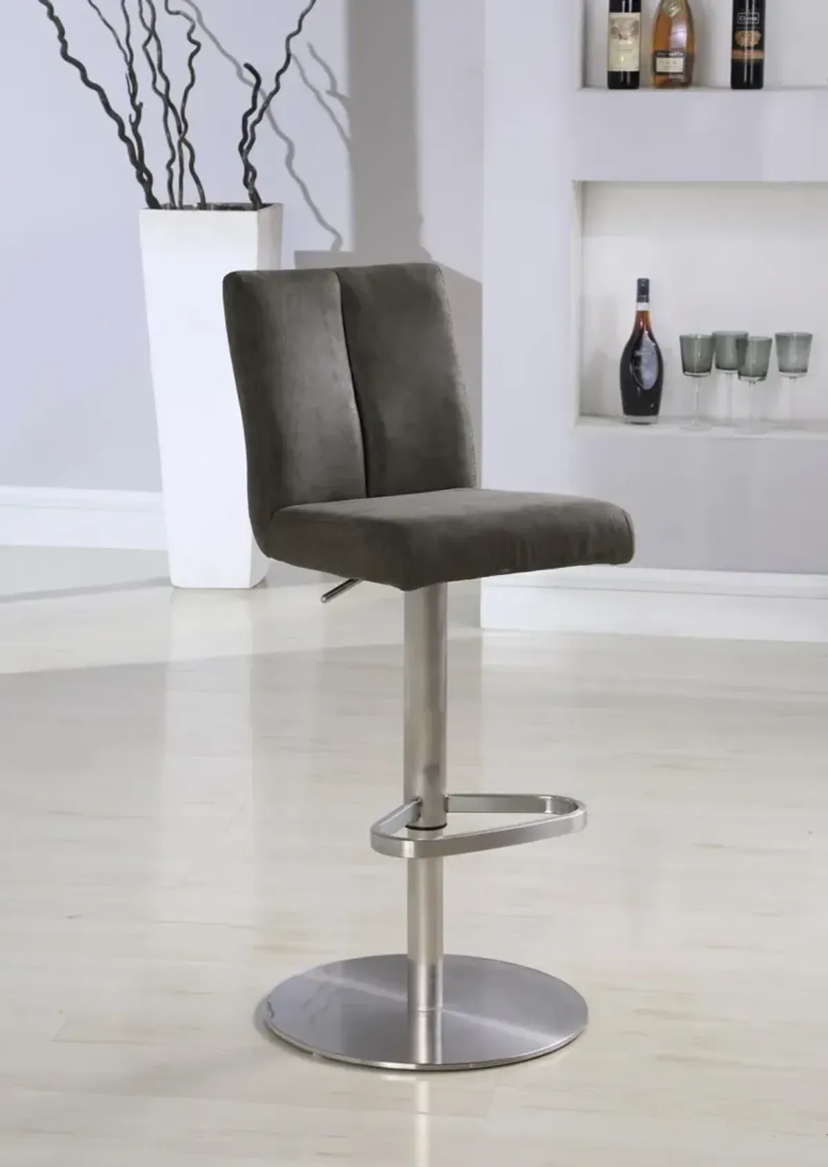 Chintaly Brown Modern High Back Pneumatic-Adjustable Stool