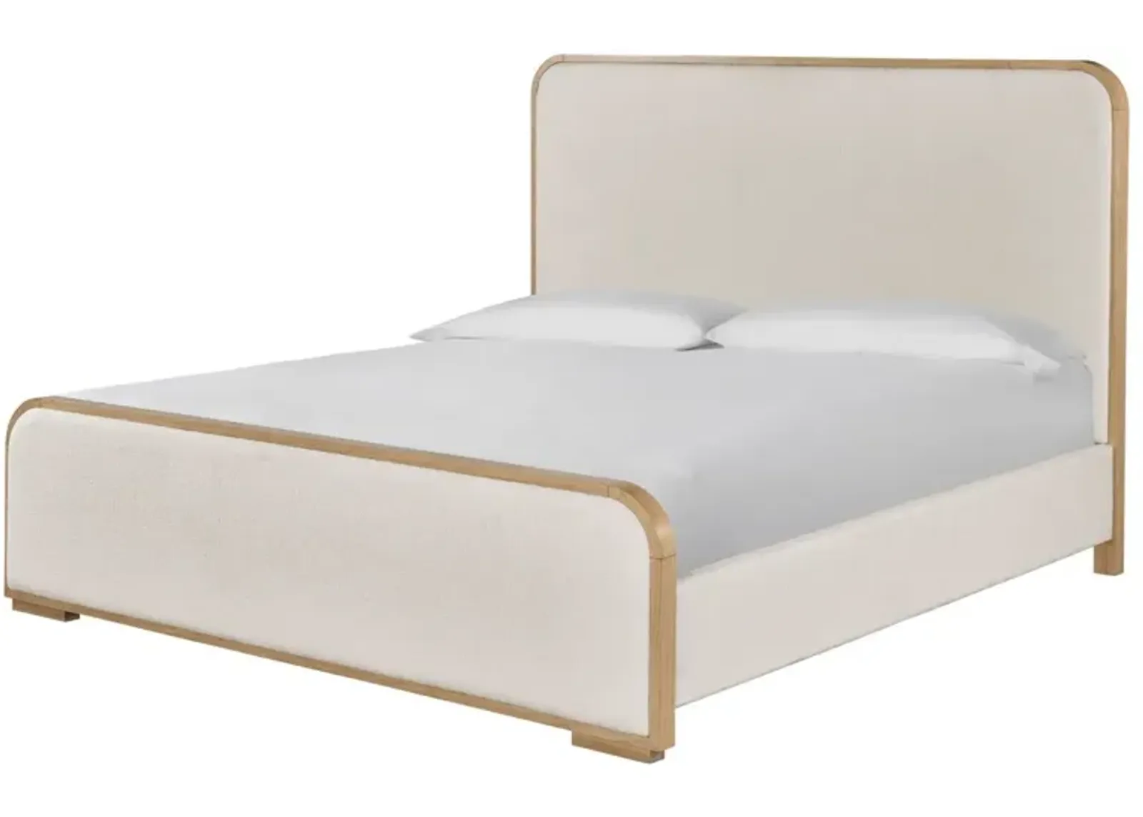 Universal Nomad Canberra Ivory/Tech Oak King Upholstered Panel Bed