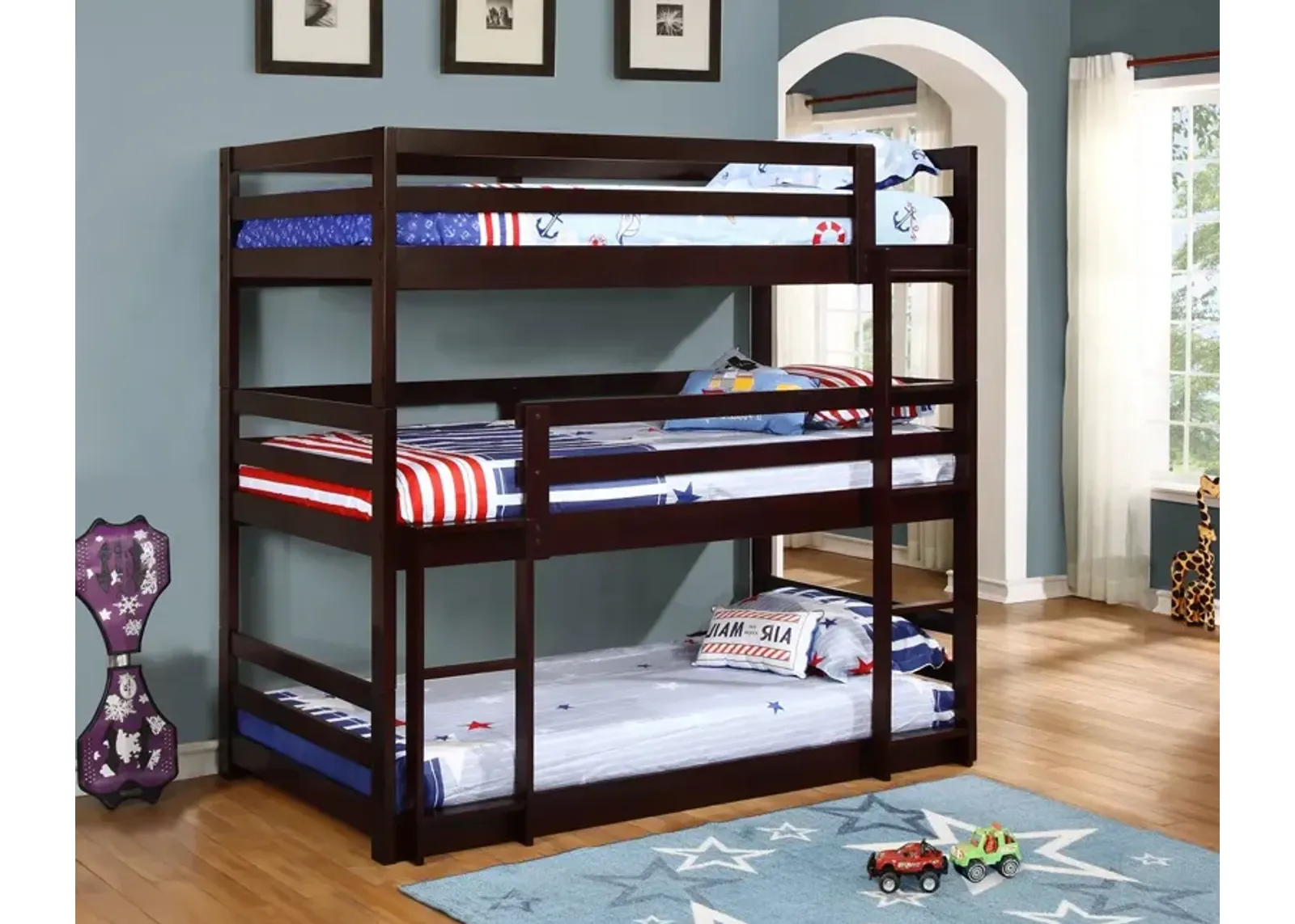 Coaster Sandler Wood Twin Triple Bunk Bed Cappuccino