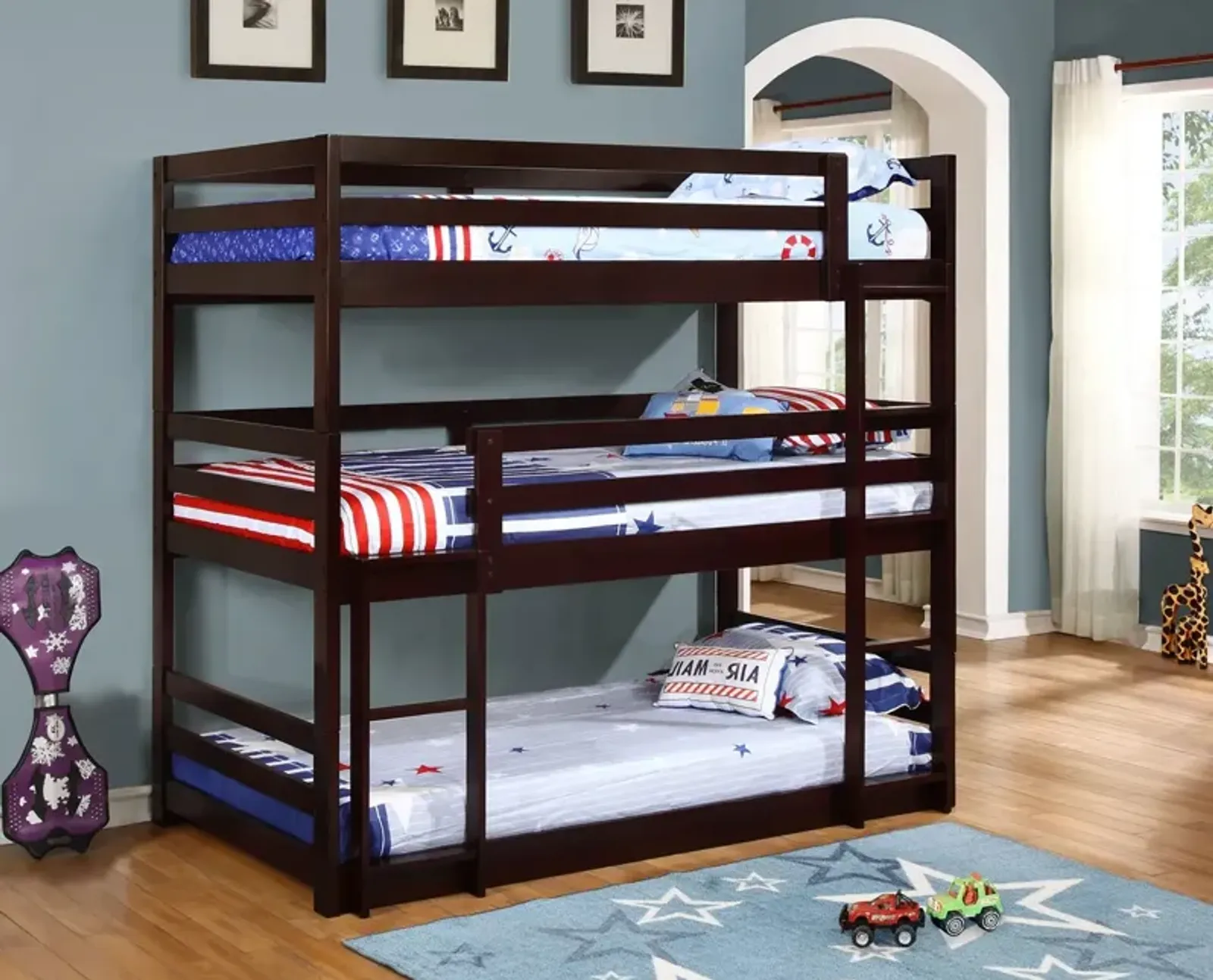 Coaster Sandler Wood Twin Triple Bunk Bed Cappuccino