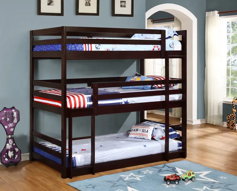 SANDLER TRIPLE TWIN BUNK BED CAPPUCCINO SANDLER COLLECTION