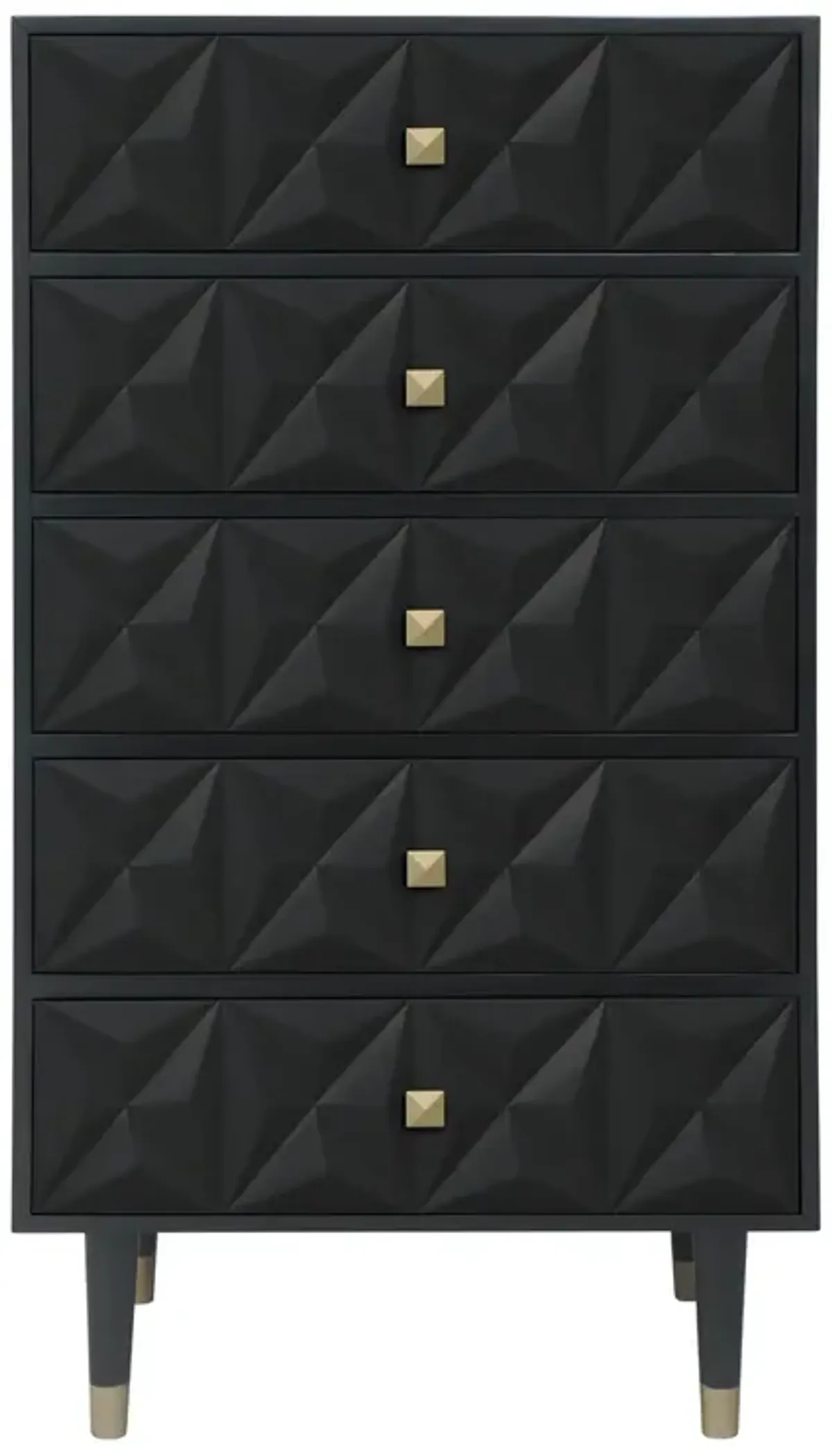 Linon Geo Texture Black 5-Drawer Chest