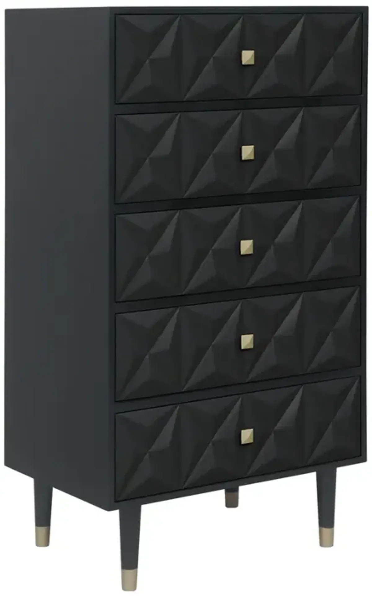 Linon Geo Texture Black 5-Drawer Chest