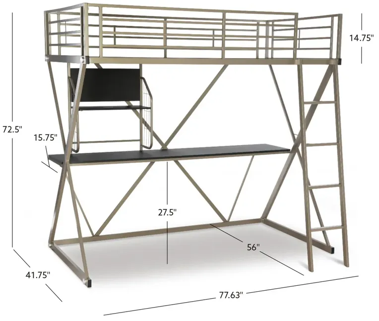 PEWTER STUDENT LOFT BED