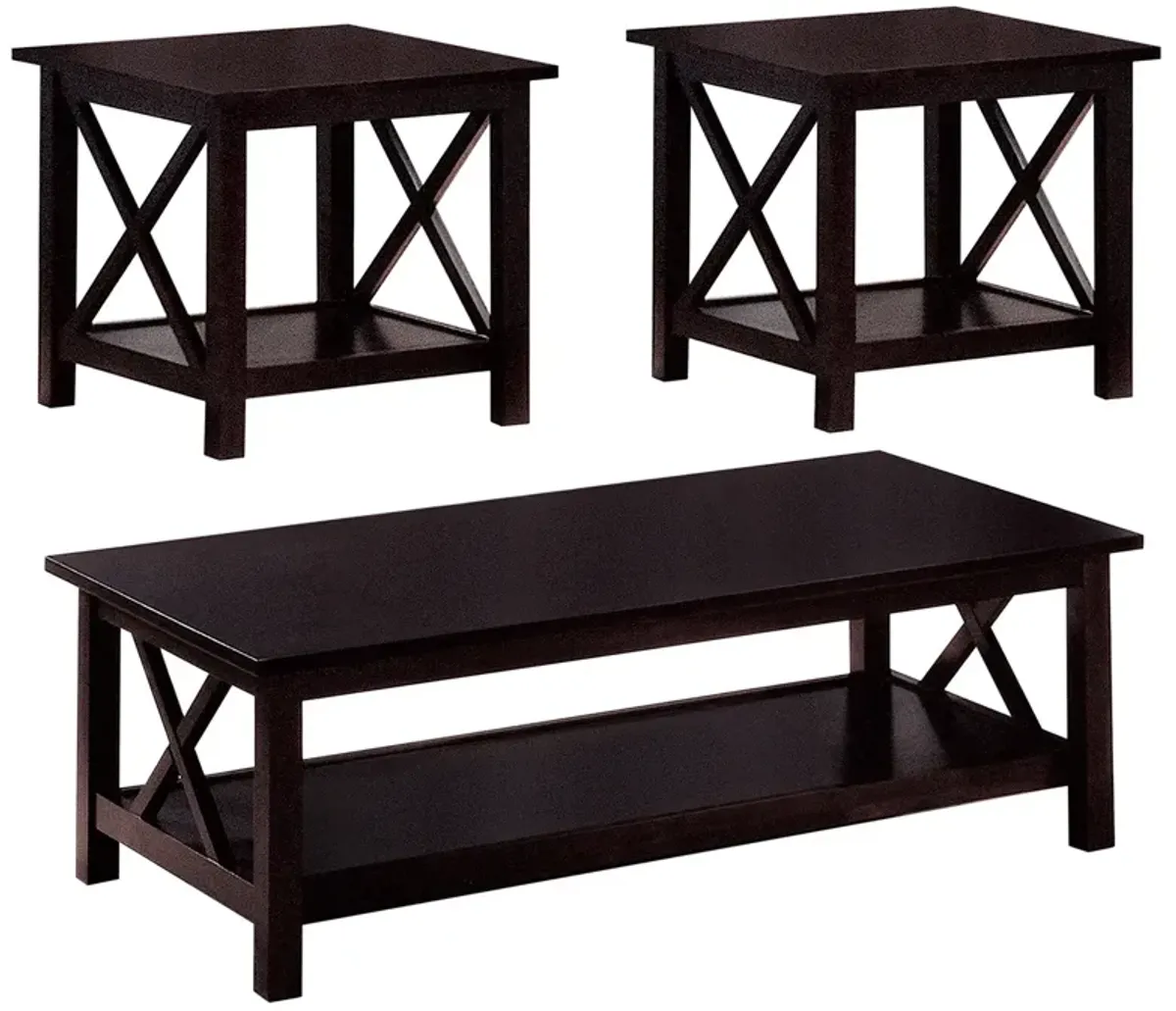 Coaster Rachelle 3-Piece Rectangular Coffee Table Set Deep Merlot