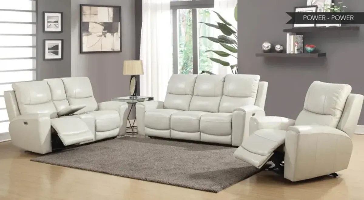 Steve Silver Laurel Ivory Dual-Power Leather Reclining Sofa Loveseat + Chair