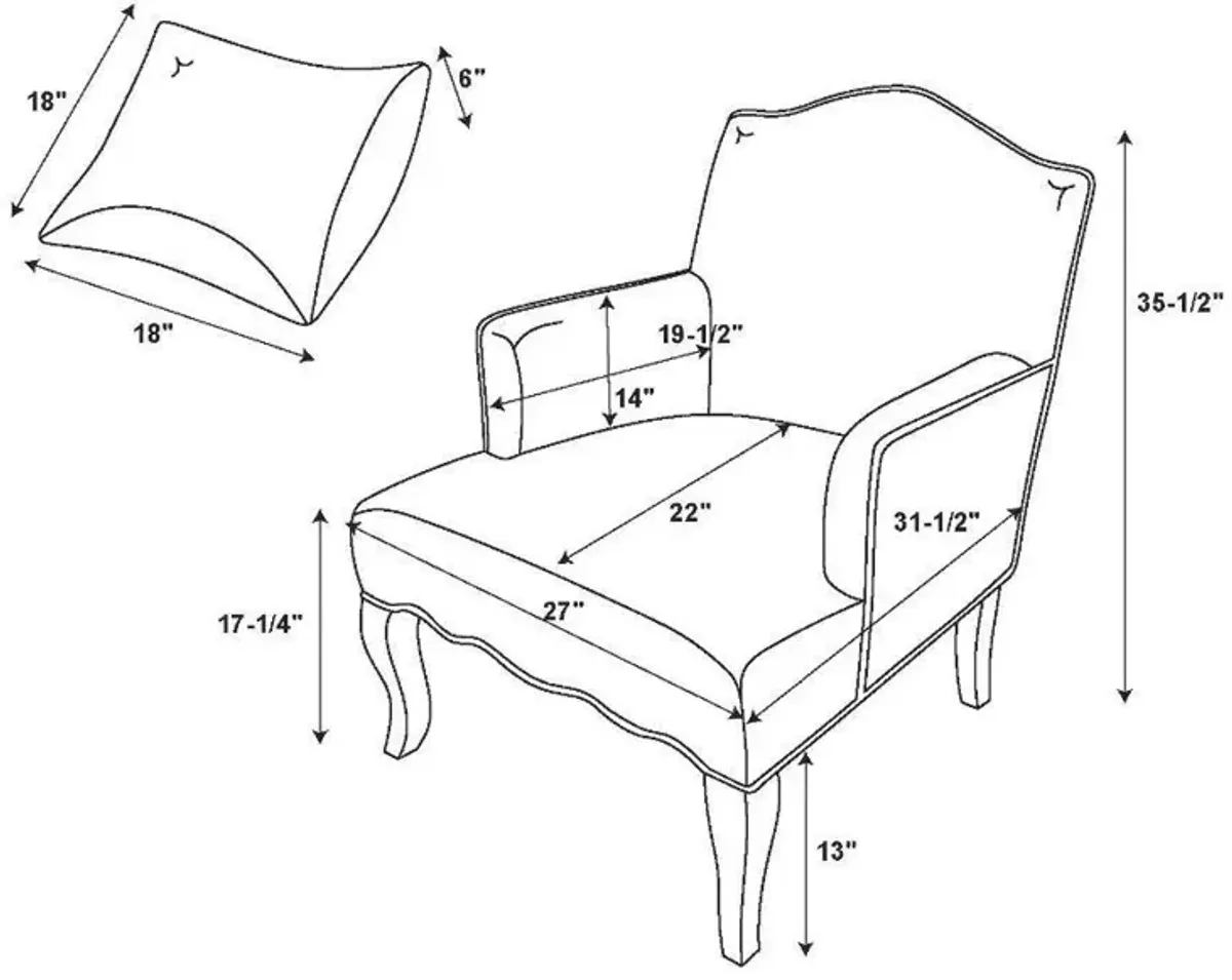 Linon Kenya Embroidered Grey Floral Armchair