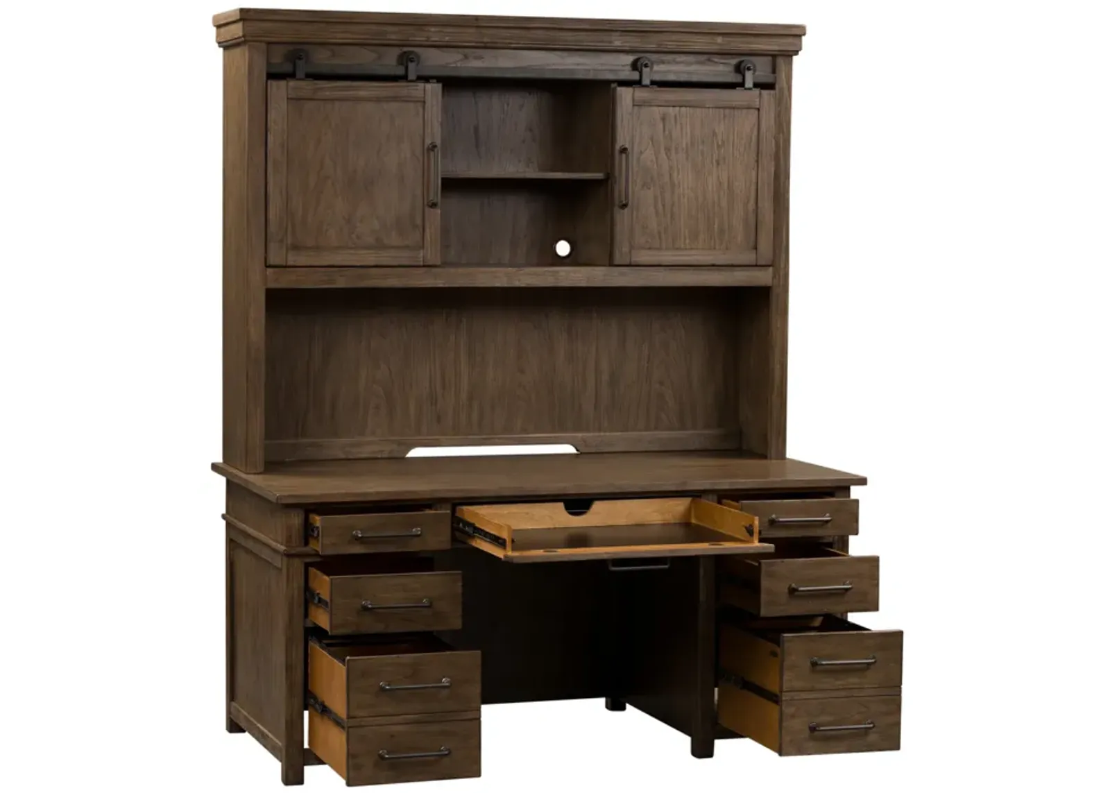 Liberty Furniture Sonoma Road Weather Beaten Bark Credenza & Hutch