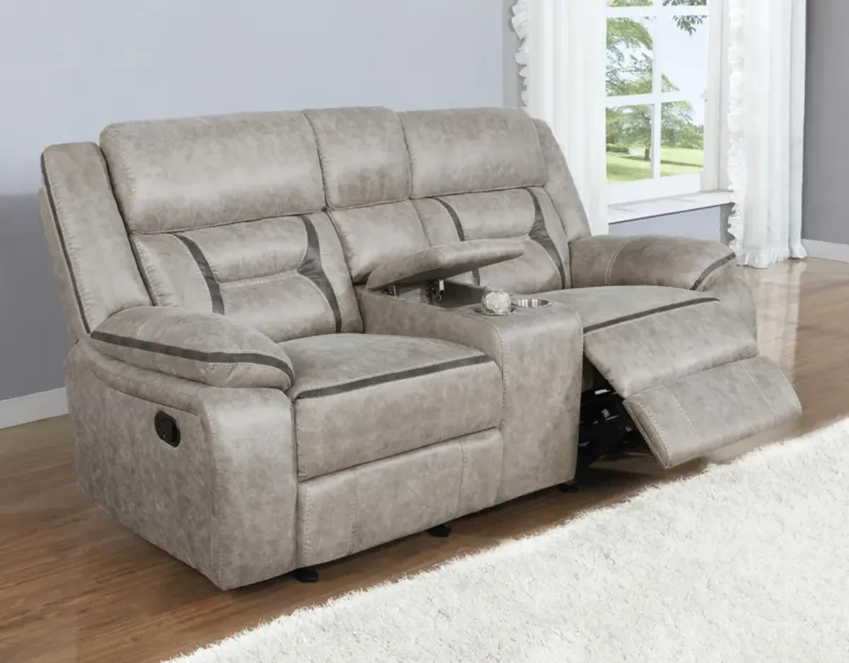 Coaster Greer Upholstered Motion Reclining Loveseat Taupe