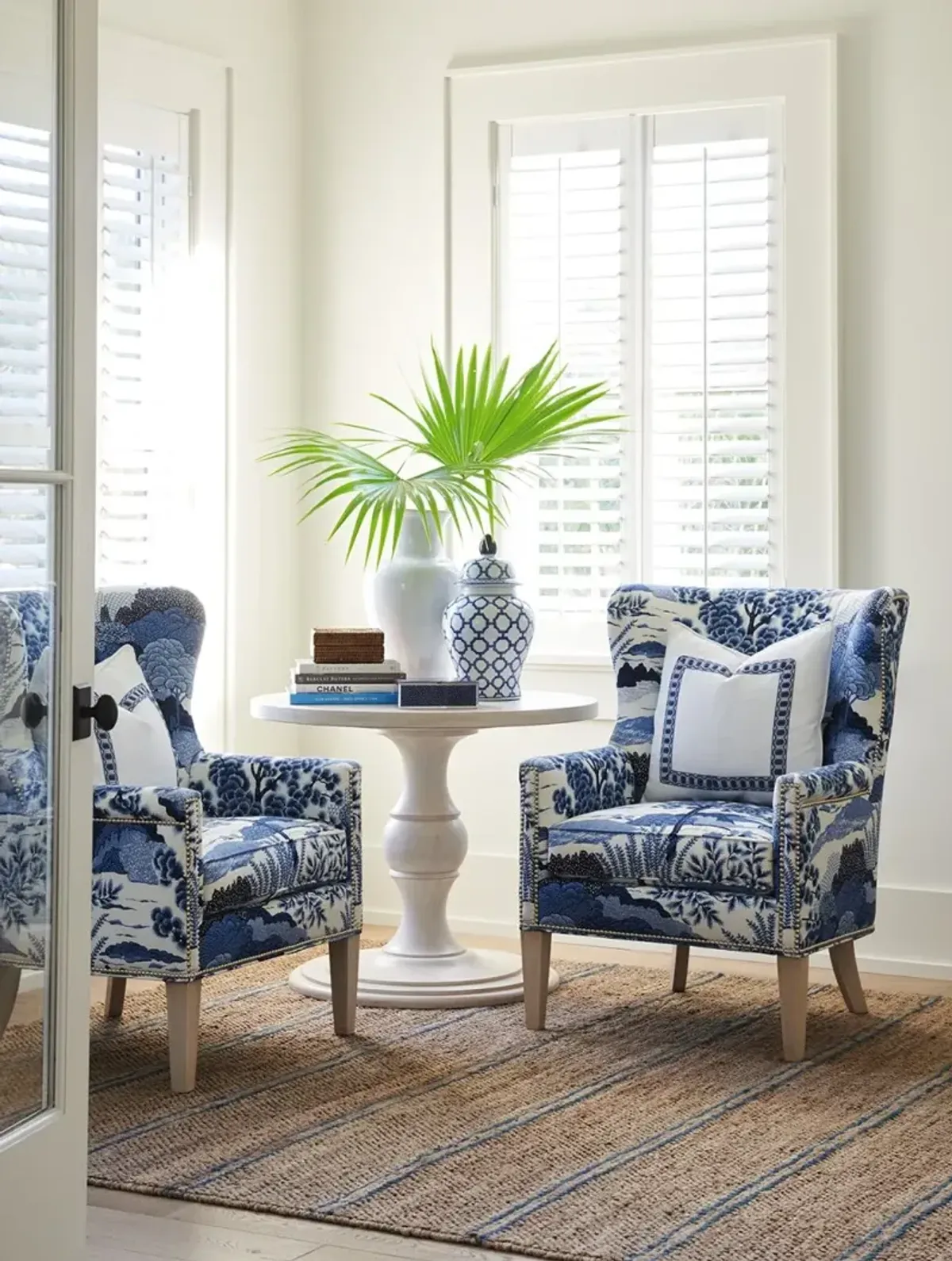 Barclay Butera Upholstery by Barclay Butera Upholstery Blue & White Avery Wing Chair