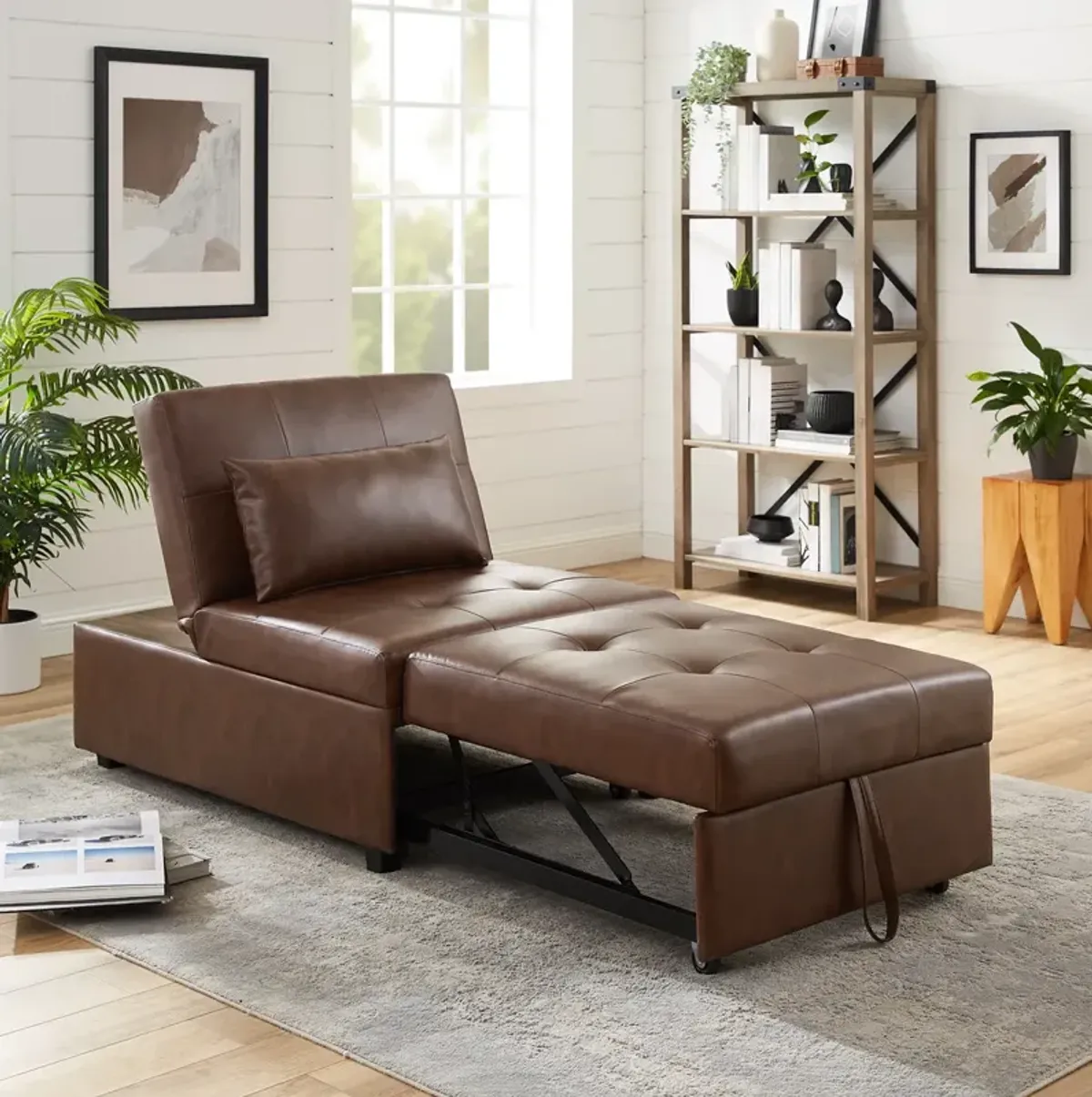 Powell Boone Sofa Bed Brown Faux Leather