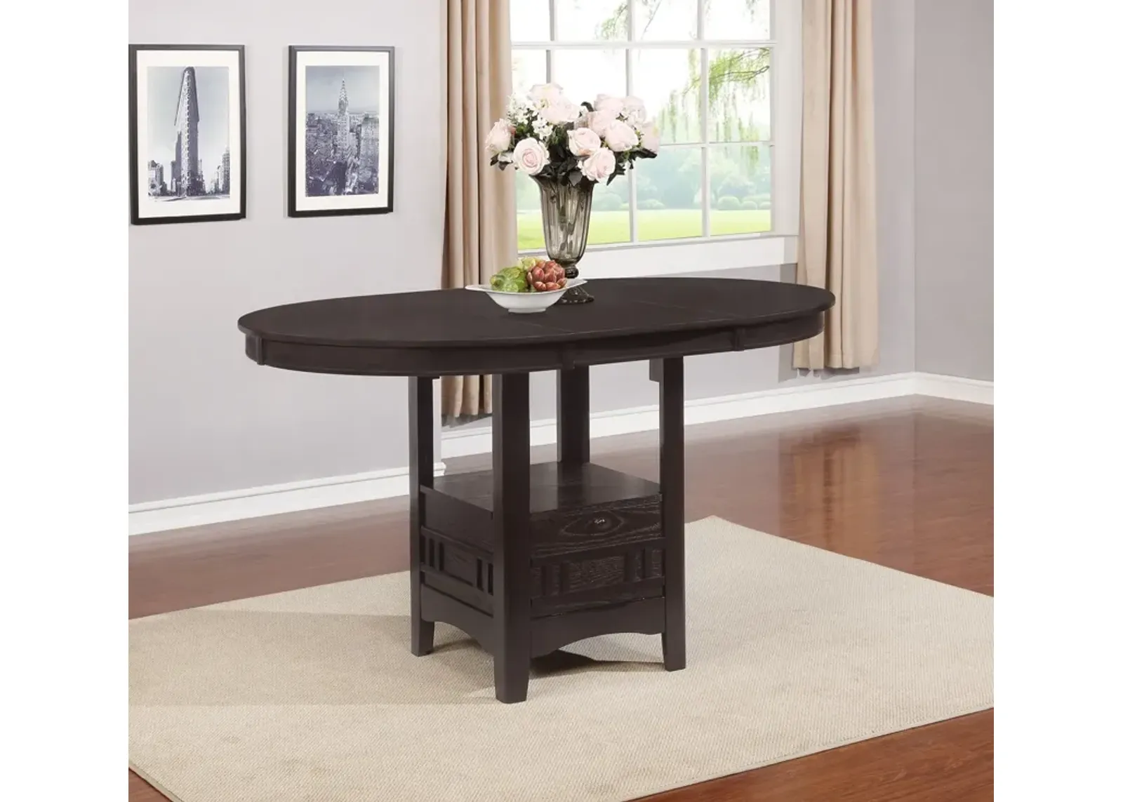 Coaster Lavon Oval 60 Inch Extension Counter Dining Table Espresso