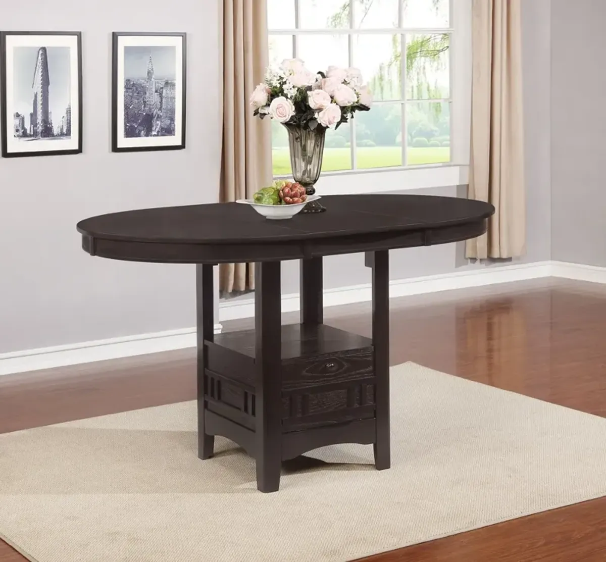 Coaster Lavon Oval 60 Inch Extension Counter Dining Table Espresso