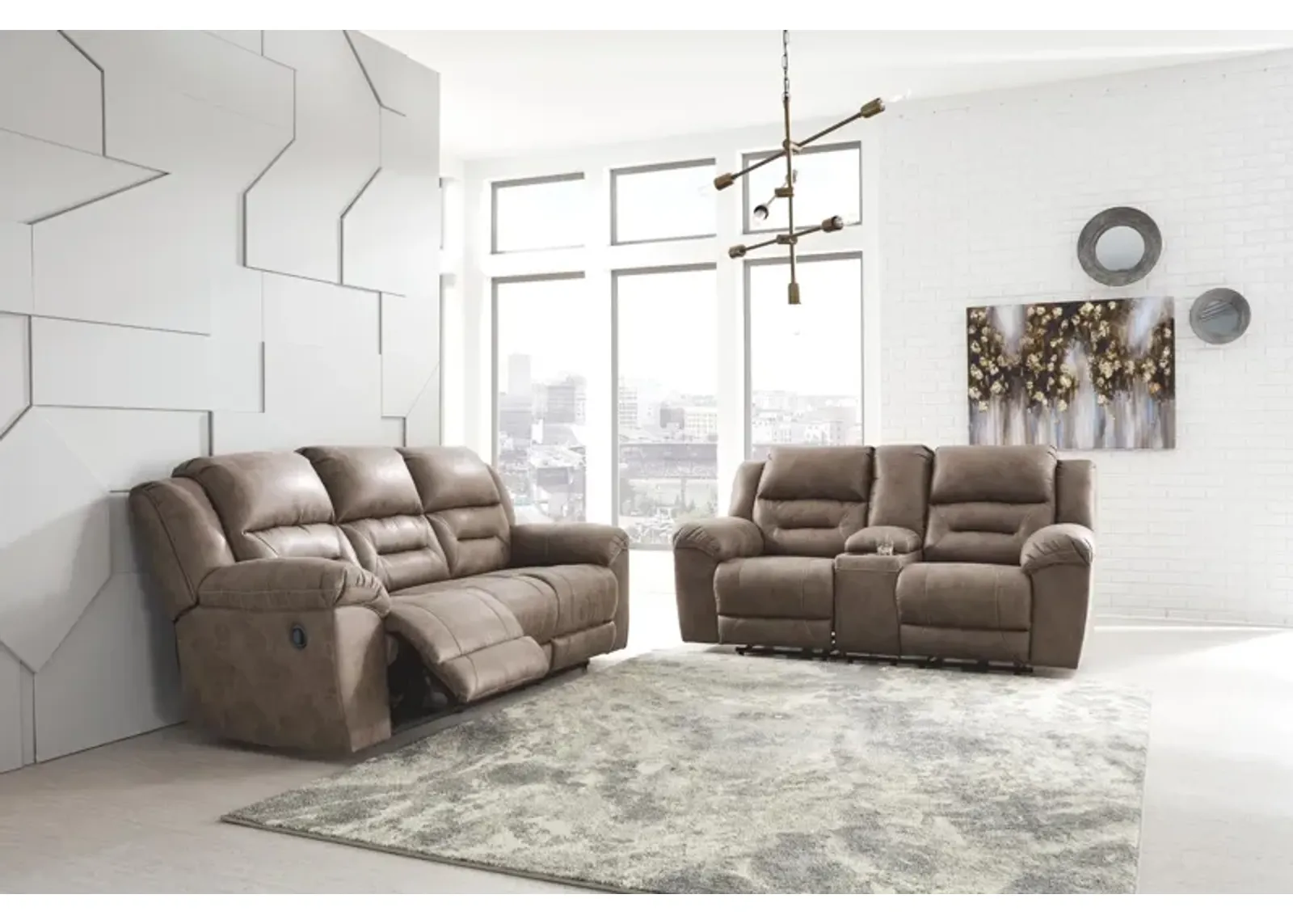 Ashley Stoneland Fossil Reclining Sofa