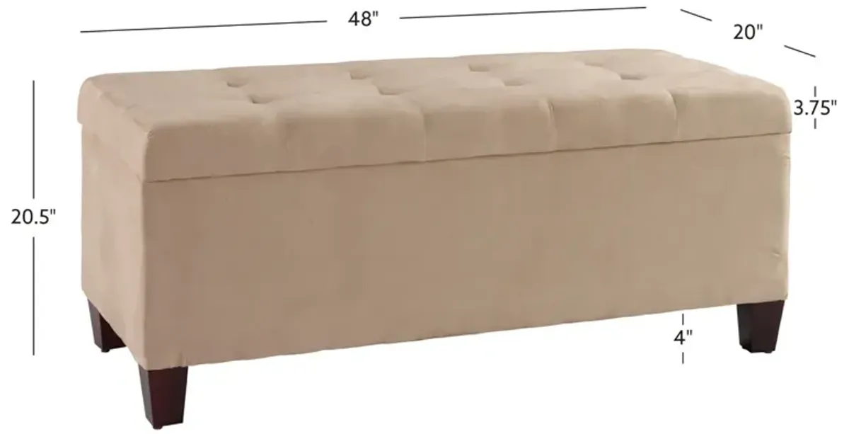 Linon Carmen Beige Shoe Storage Ottoman