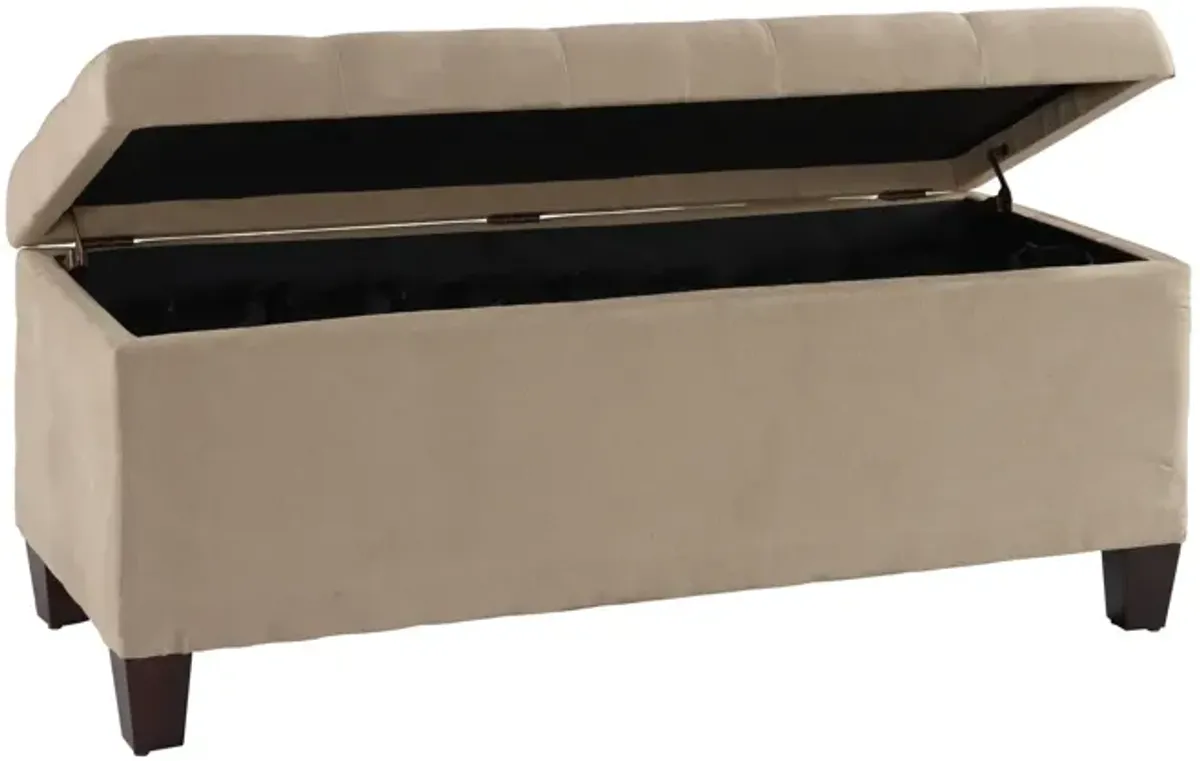 Linon Carmen Beige Shoe Storage Ottoman
