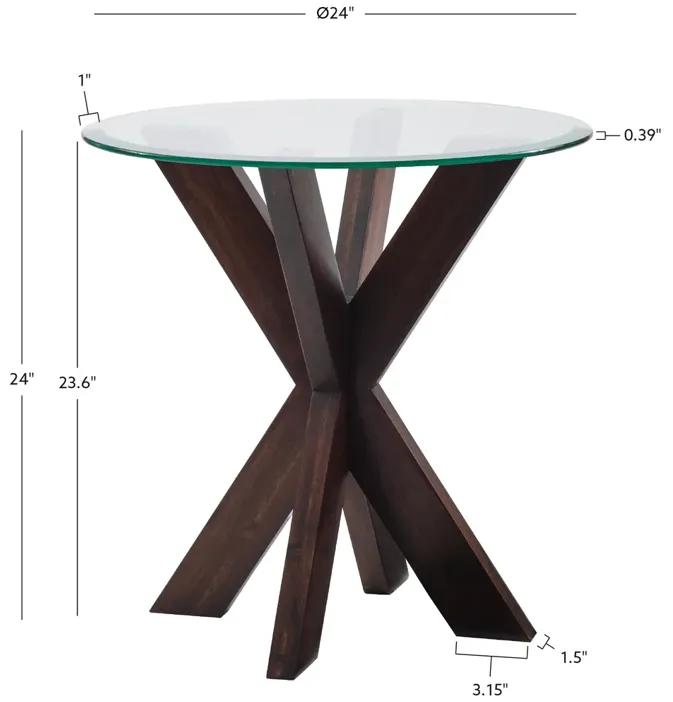 ADLER X-BASE SIDE TABLE WITH GLASS ESPRESSO