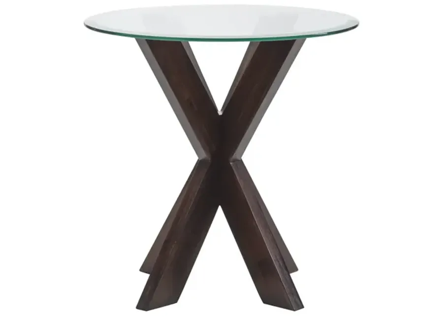 ADLER X-BASE SIDE TABLE WITH GLASS ESPRESSO