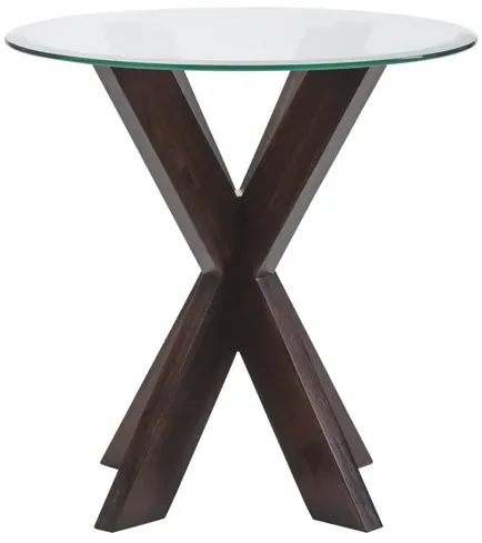 ADLER X-BASE SIDE TABLE WITH GLASS ESPRESSO