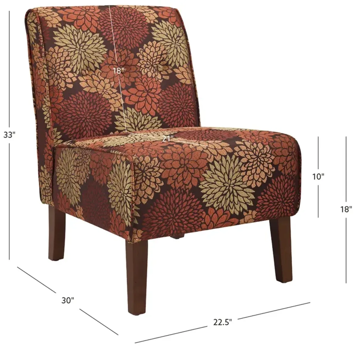 Linon Coco Accent Armless Chair Harvest