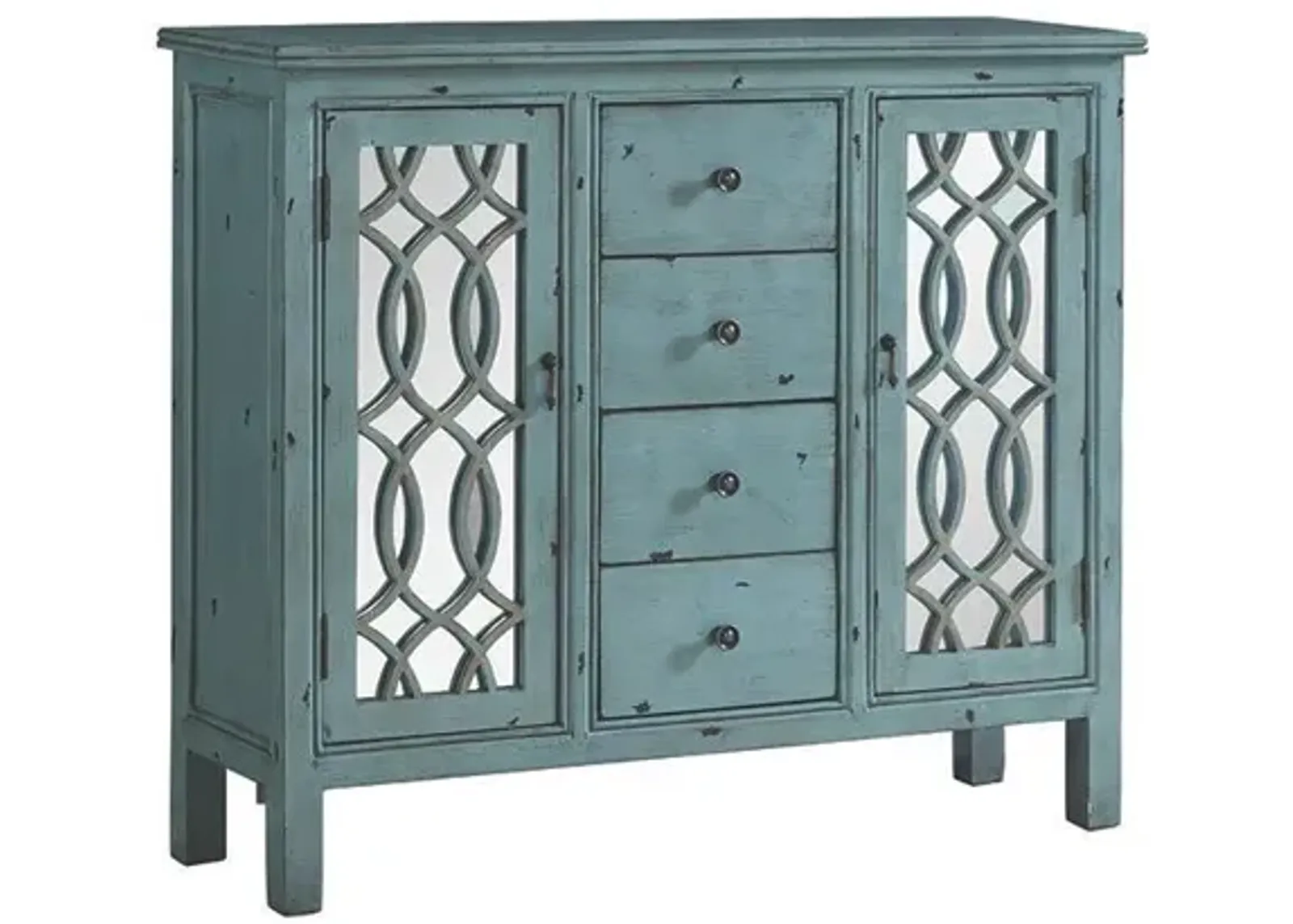 Coaster Rue 4-Drawer Wood Trellis Accent Storage Cabinet Blue