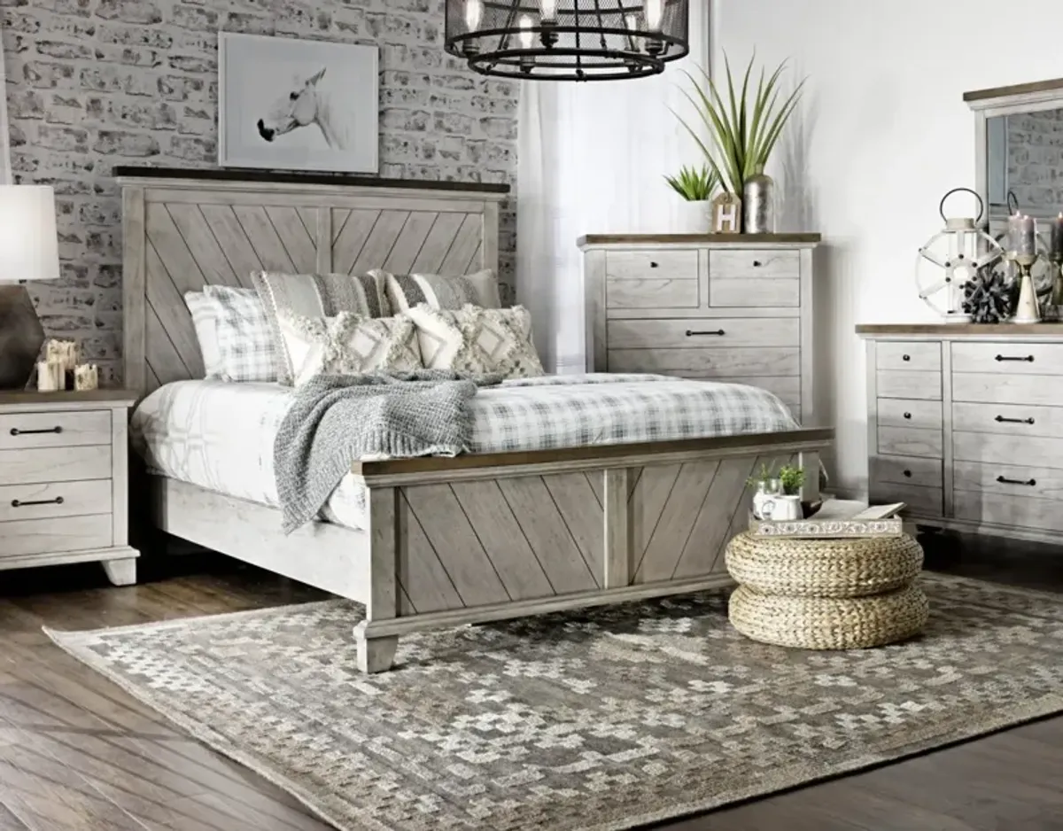 Steve Silver Bear Creek Ivory & Honey Smoke Queen Headboard