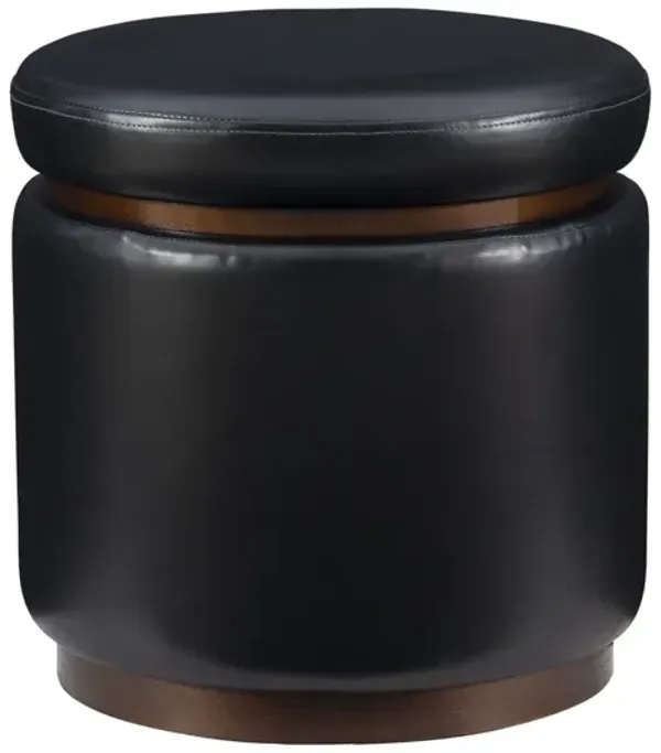 Linon Blanche Polyurethane Black Storage Ottoman