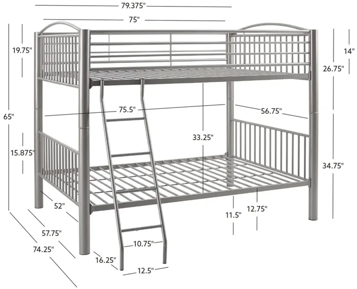 Powell Heavy Metal Pewter Full Over Full Bunk Bed