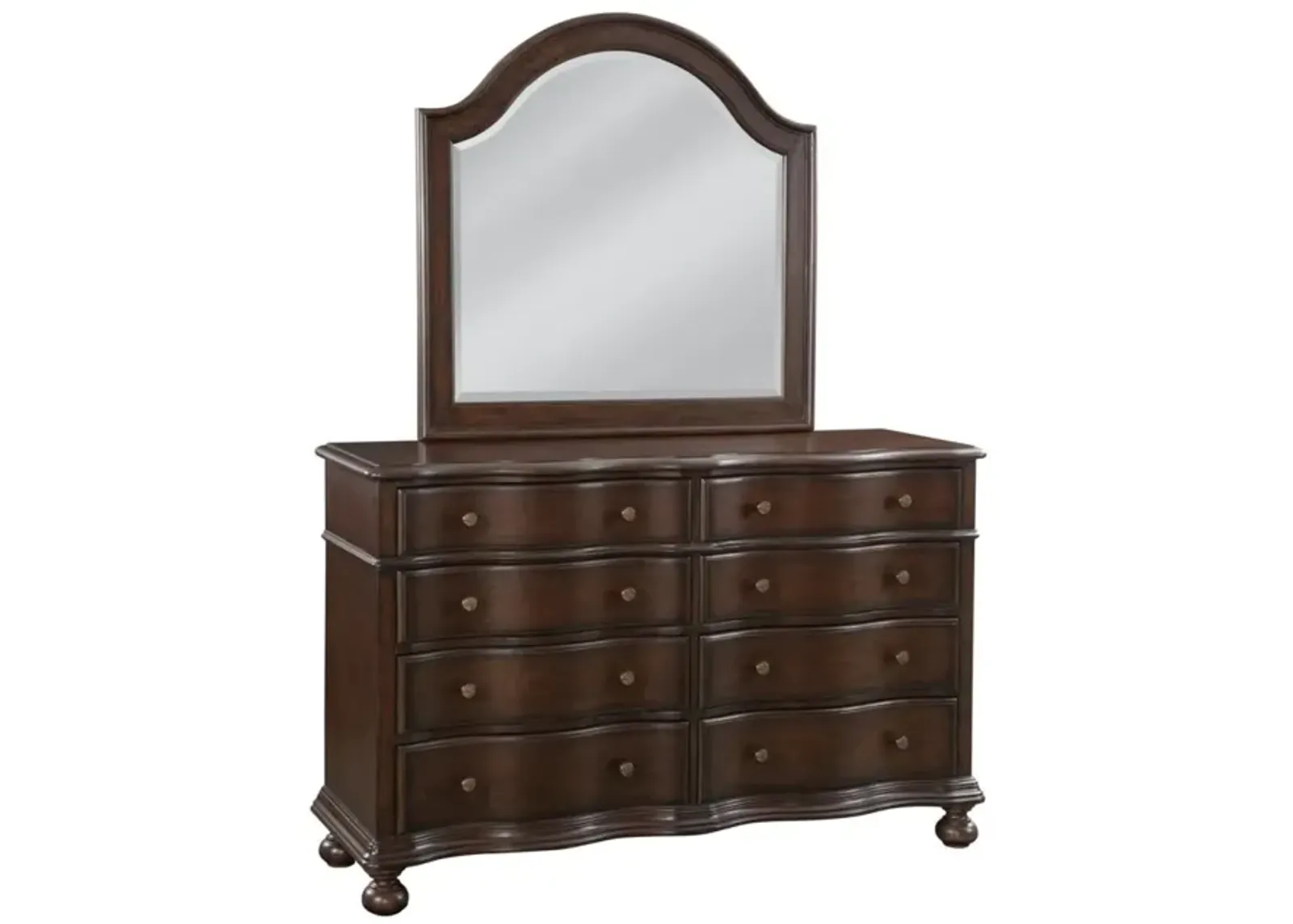 American Woodcrafters Rodanthe Cherry Brunette 4-Piece Woven Bedroom Set Queen Bed Dresser Mirror & 3-Drawer Nightstand