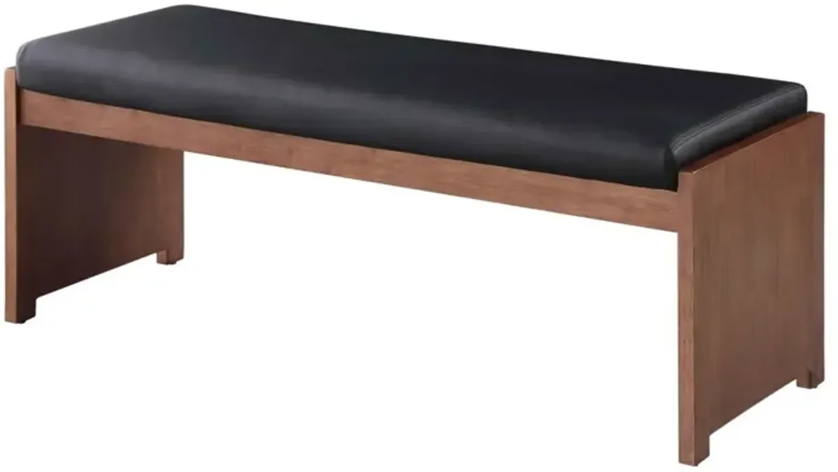 Chintaly Emma Black Upholstered Bench with Solid Wood Frame