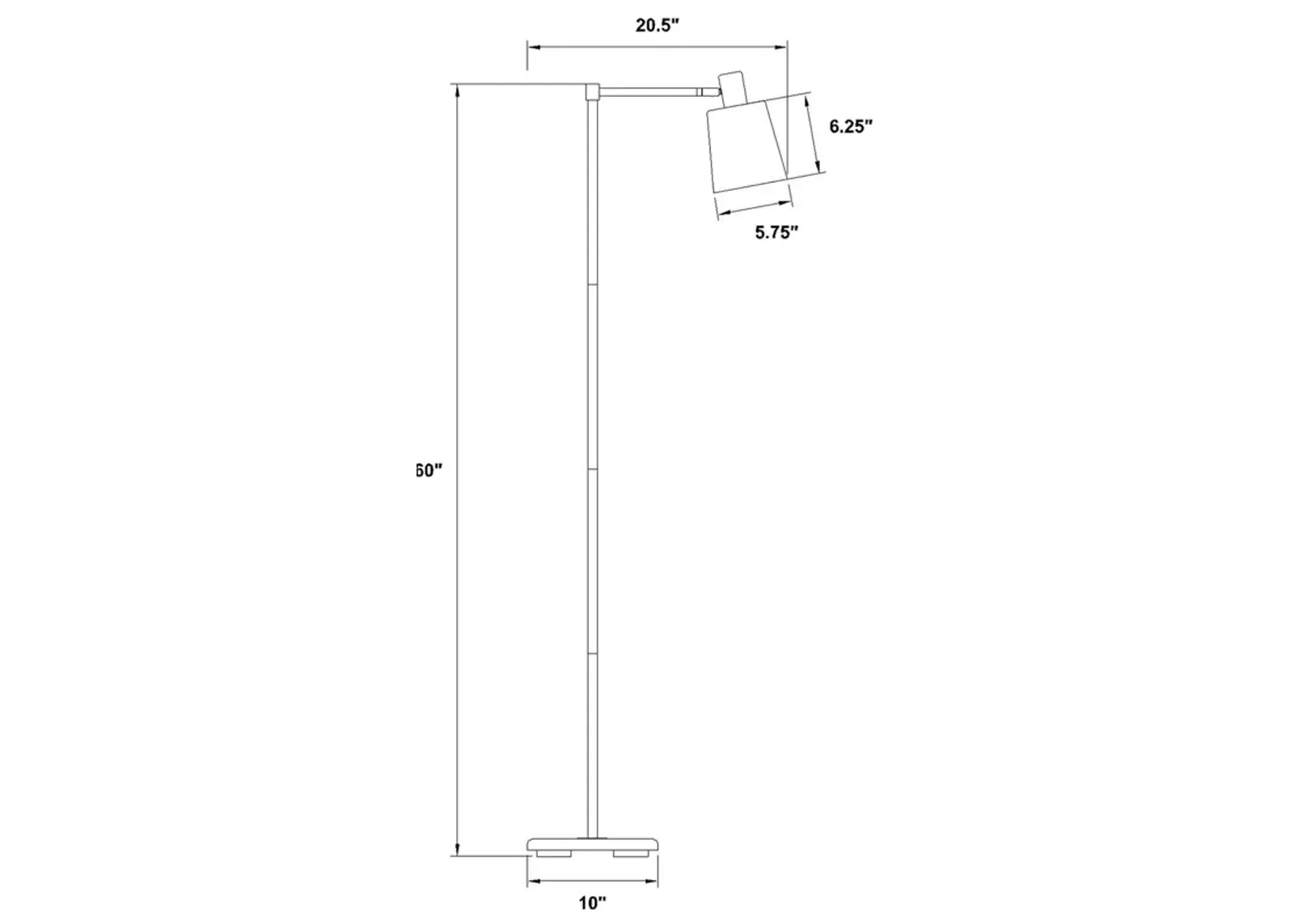 Coaster Rhapsody 60 Inch Metal Adjustable Task Floor Lamp Black