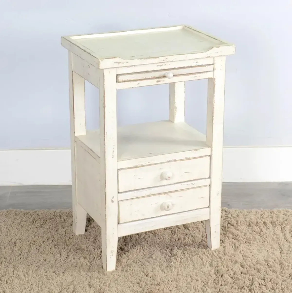 Sunny Designs Marina White Sand Side Table