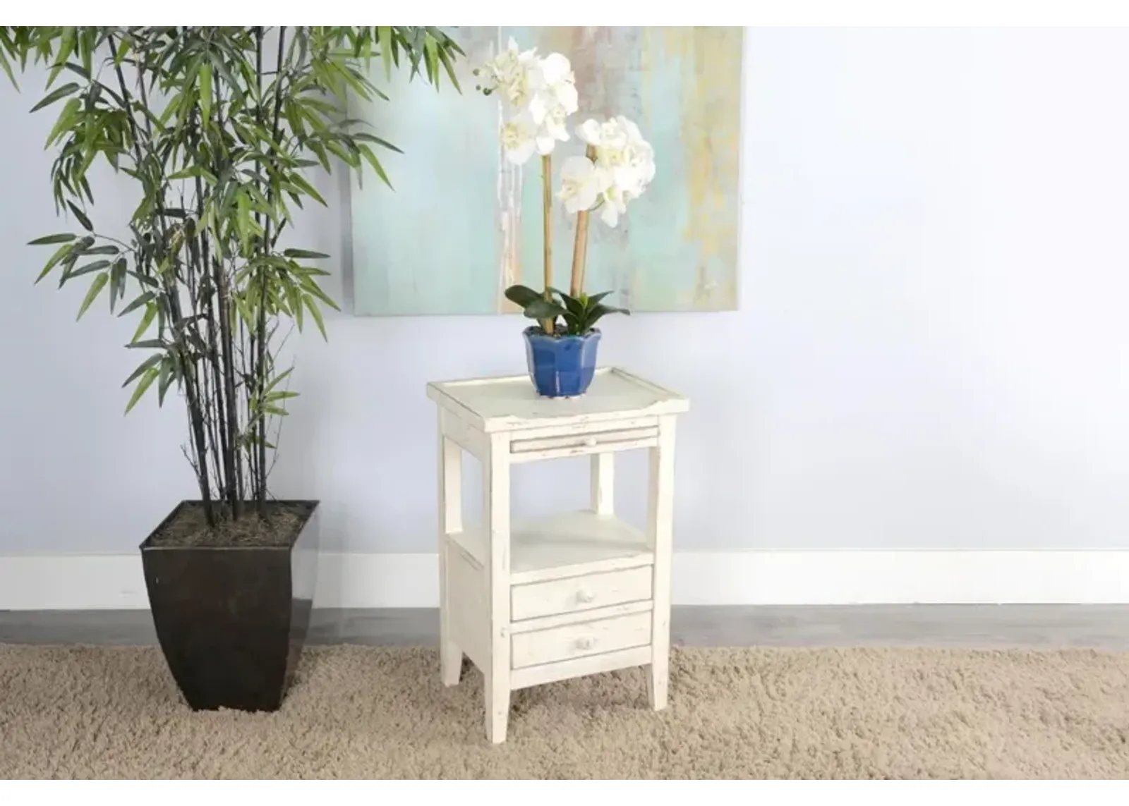 Sunny Designs Marina White Sand Side Table