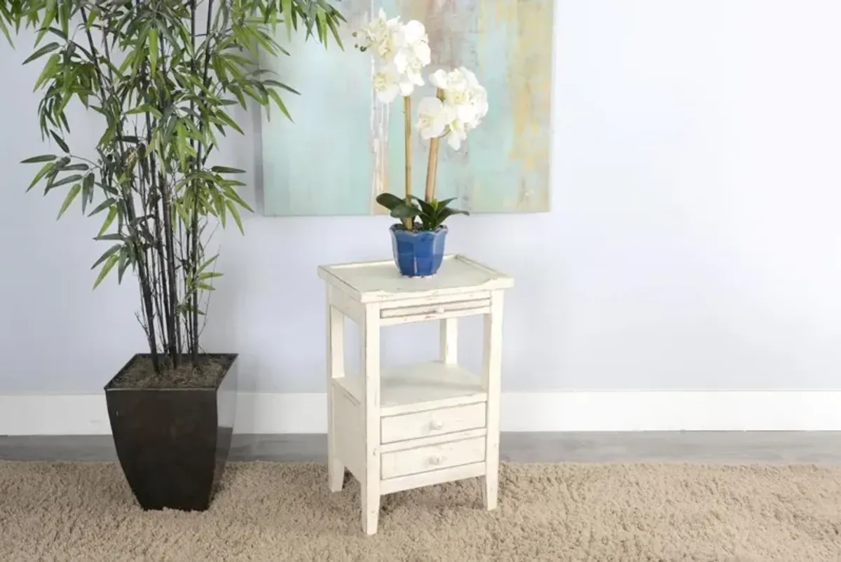 Sunny Designs Marina White Sand Side Table