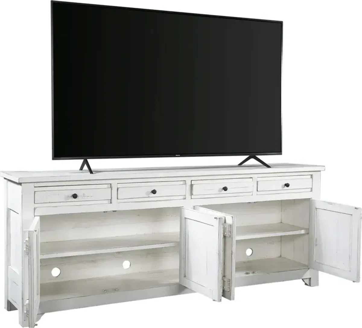 Aspenhome Reeds Farm Weathered White 85 Inch TV Stand Console