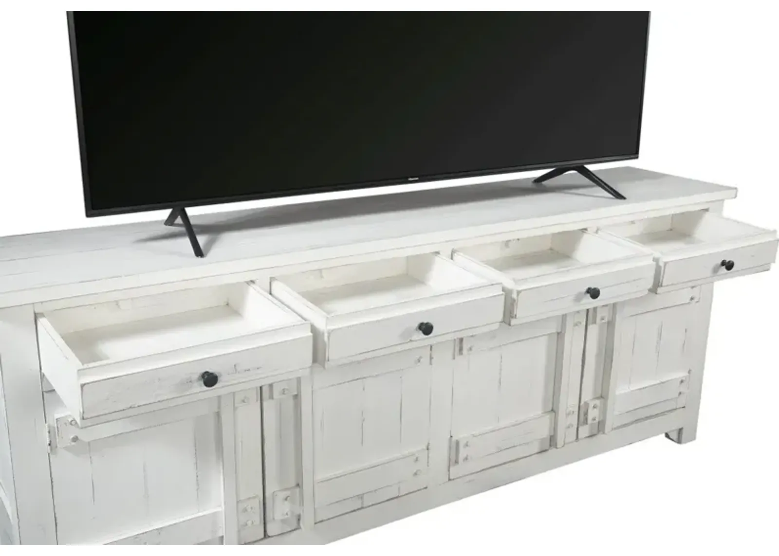 Aspenhome Reeds Farm Weathered White 85 Inch TV Stand Console