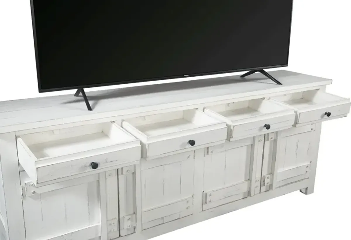 Aspenhome Reeds Farm Weathered White 85 Inch TV Stand Console