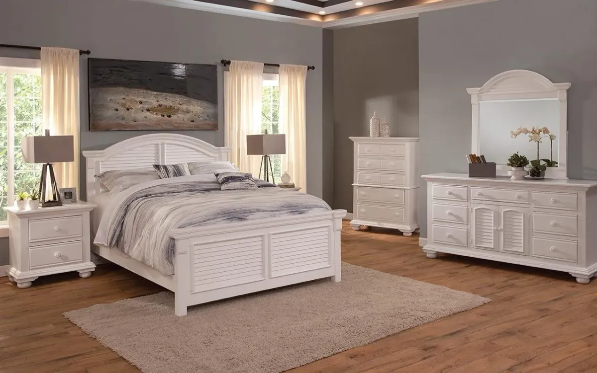 American Woodcrafters Cottage Traditions Complete Queen Bed in Clean White Cottage Finish