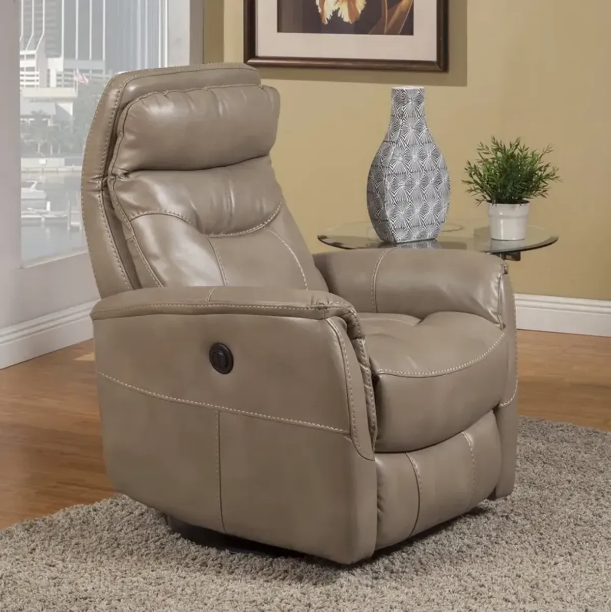 Parker House Gemini Collection Power Swivel Glider Recliner in Linen