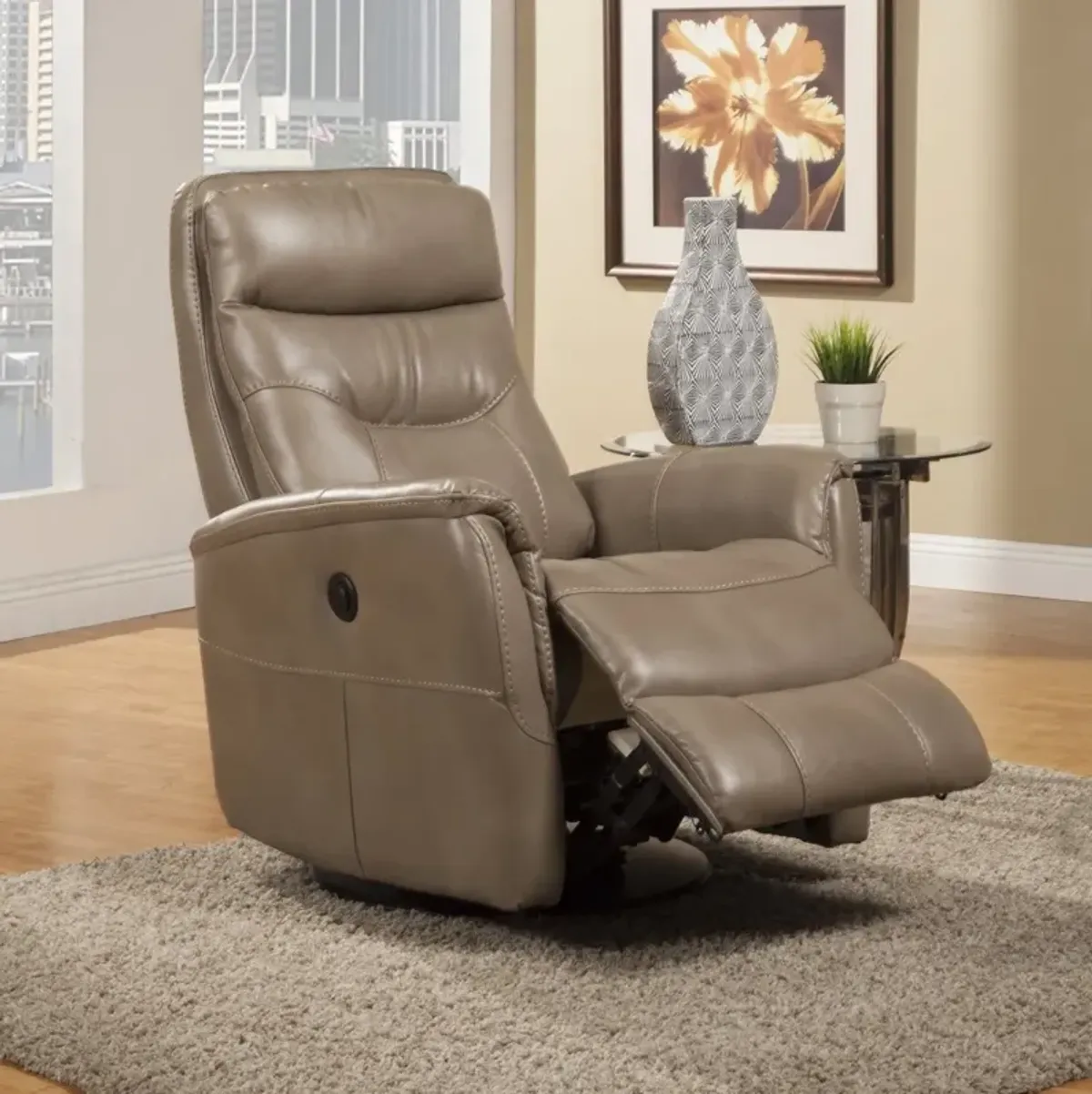 Parker House Gemini Collection Power Swivel Glider Recliner in Linen