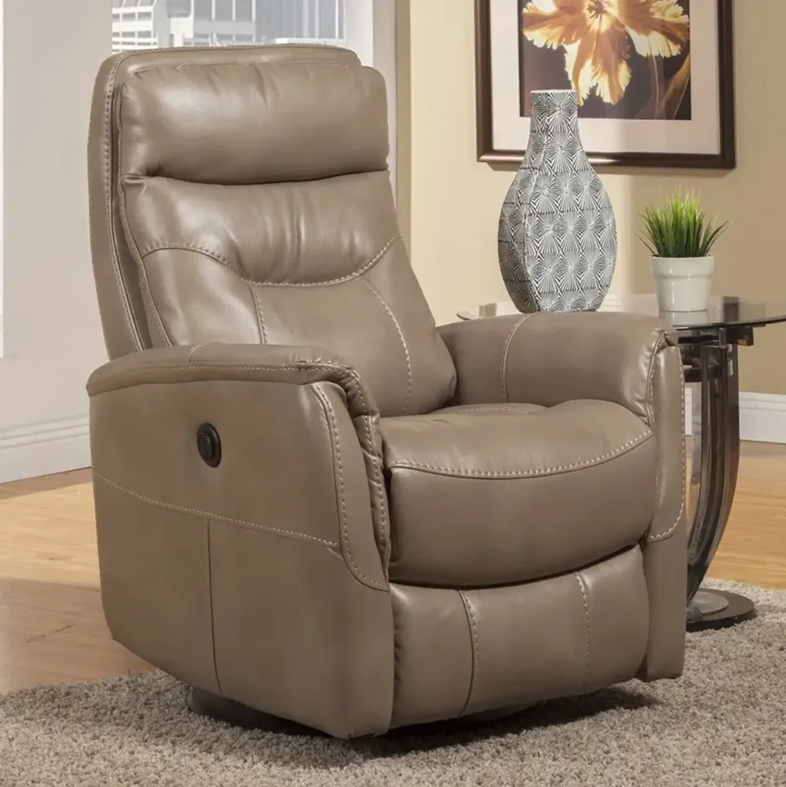 Parker House Gemini Collection Power Swivel Glider Recliner in Linen