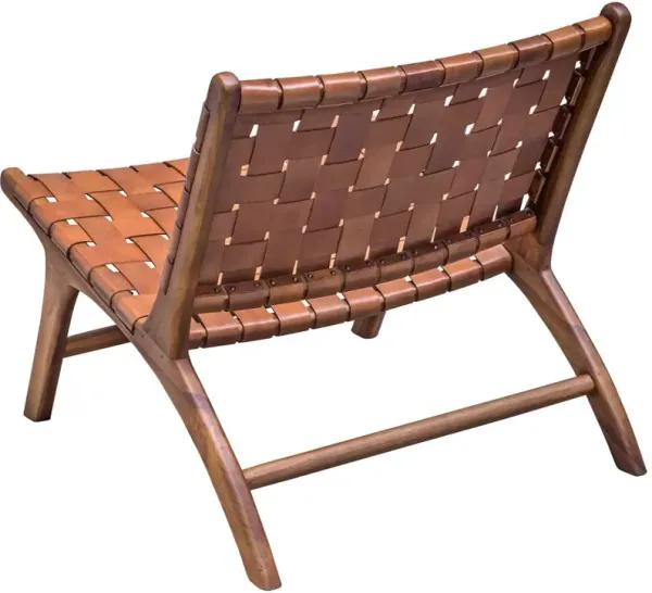 Uttermost Plait Cognac Woven Leather Accent Chair