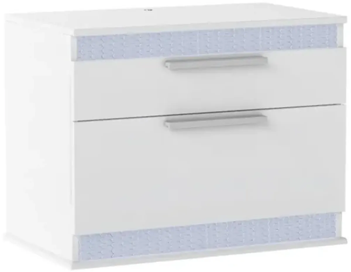 Chintaly Moscow Modern Gloss White 2-Drawer Nightstand