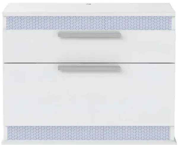 Chintaly Moscow Modern Gloss White 2-Drawer Nightstand