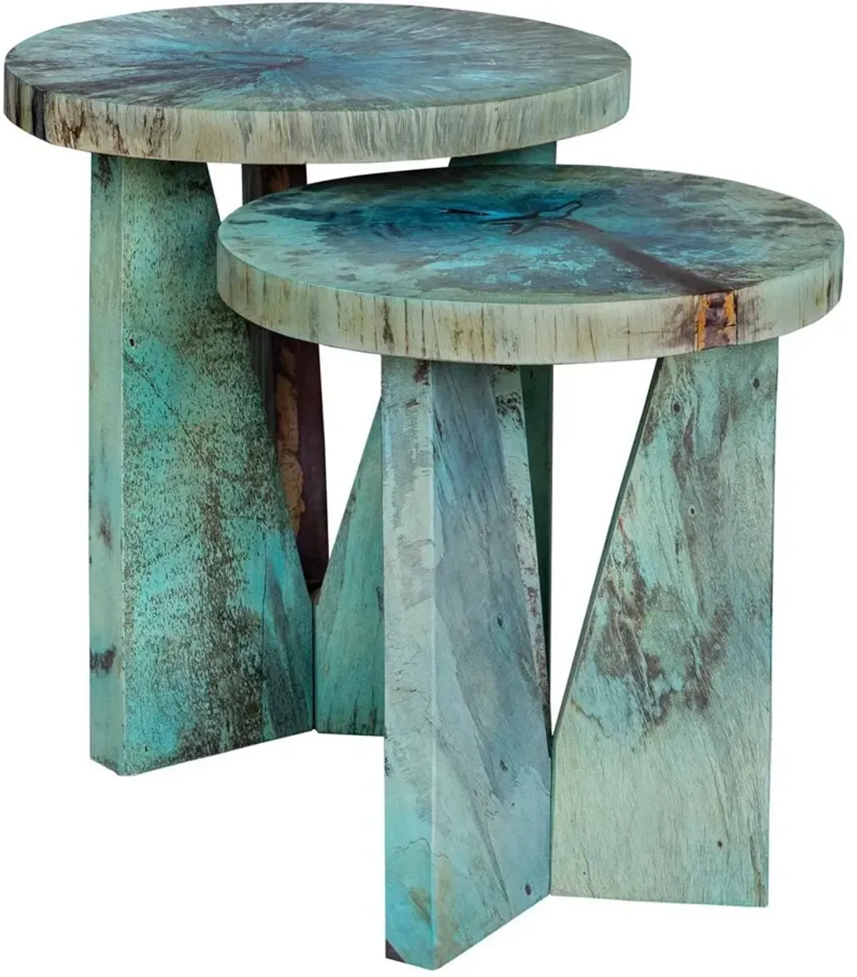 Uttermost Nadette 2-Piece Rich Blue-Green Nesting Tables